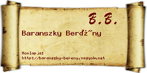 Baranszky Berény névjegykártya